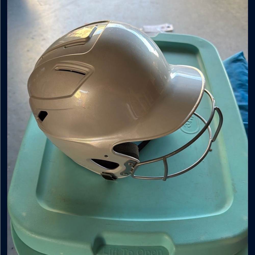 Silver Adidas Baseball Helmet